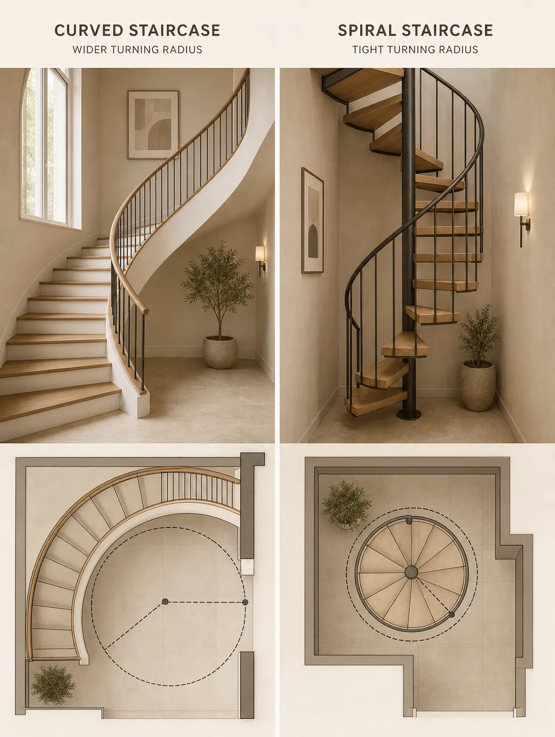 Radio de giro de una silla salvaescaleras en una escalera de caracol